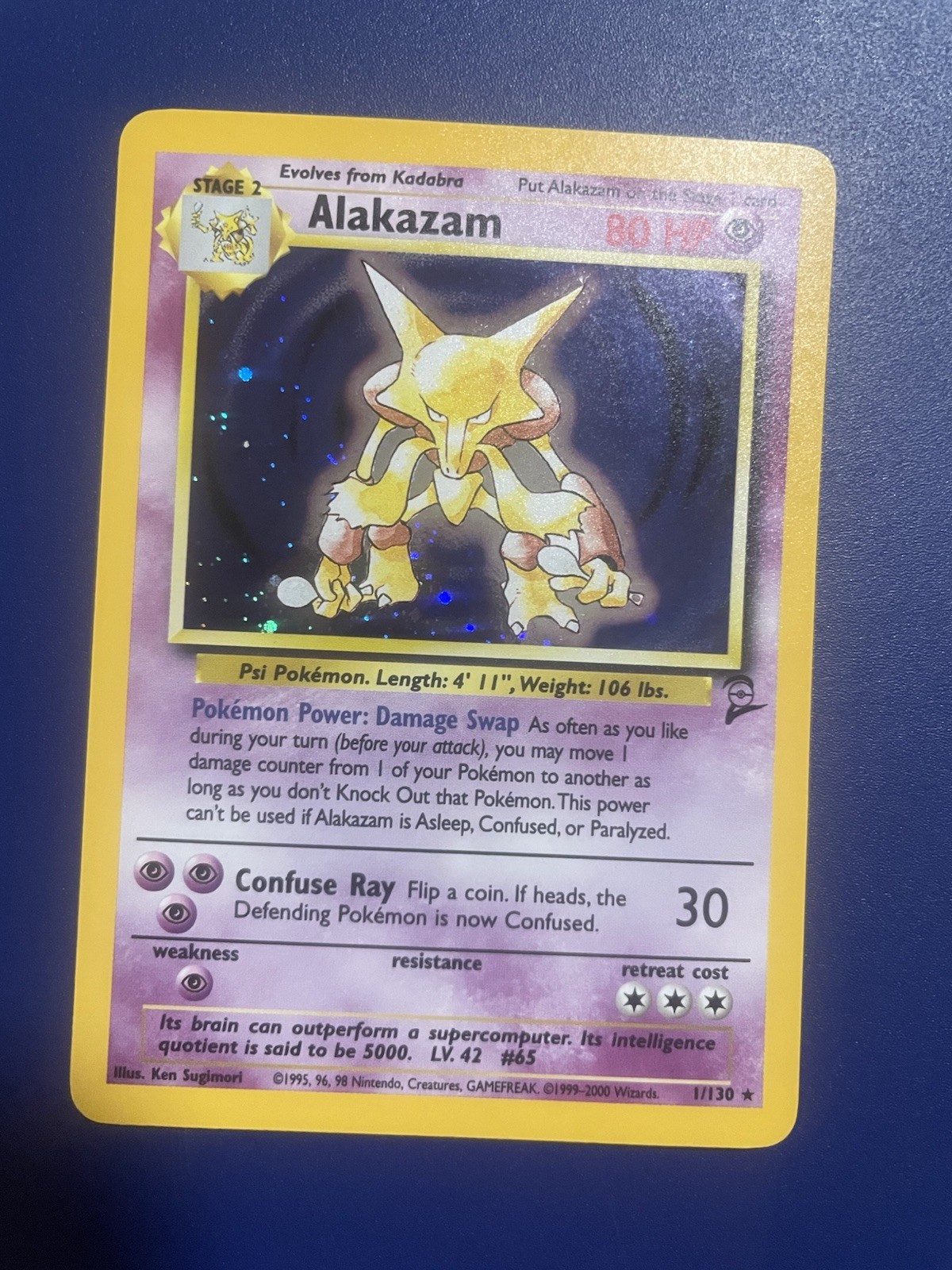 Pokémon Alakazam Base Set 1/130 Holo Rare 1999 English Pokémon TCG Card