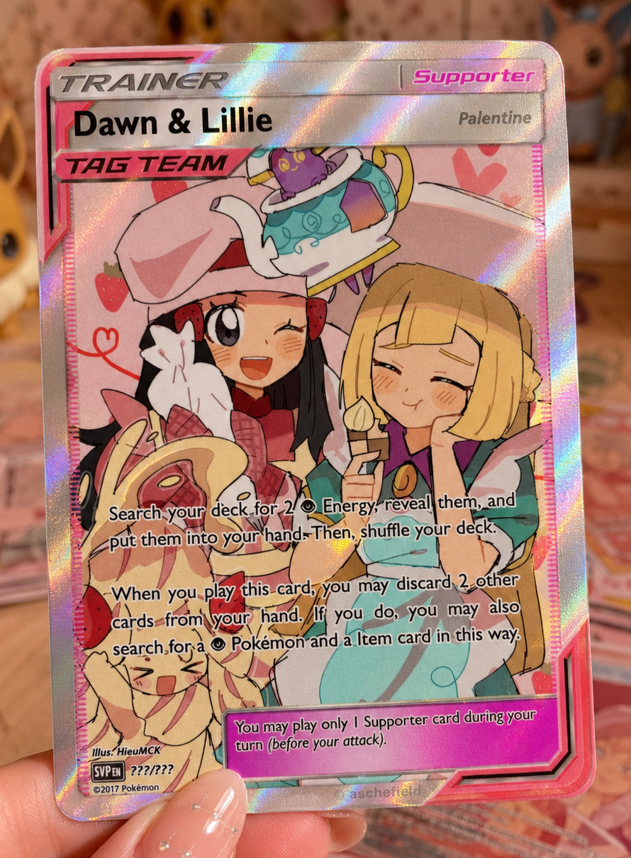 Custom Made: Dawn & Lillie Trainer Support Custom Card Print Fan Art