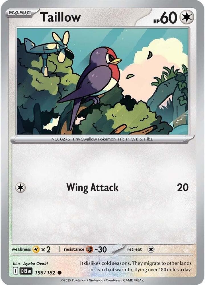 Taillow Reverse Holo Common SV10: Destined Rivals 156/182 NM