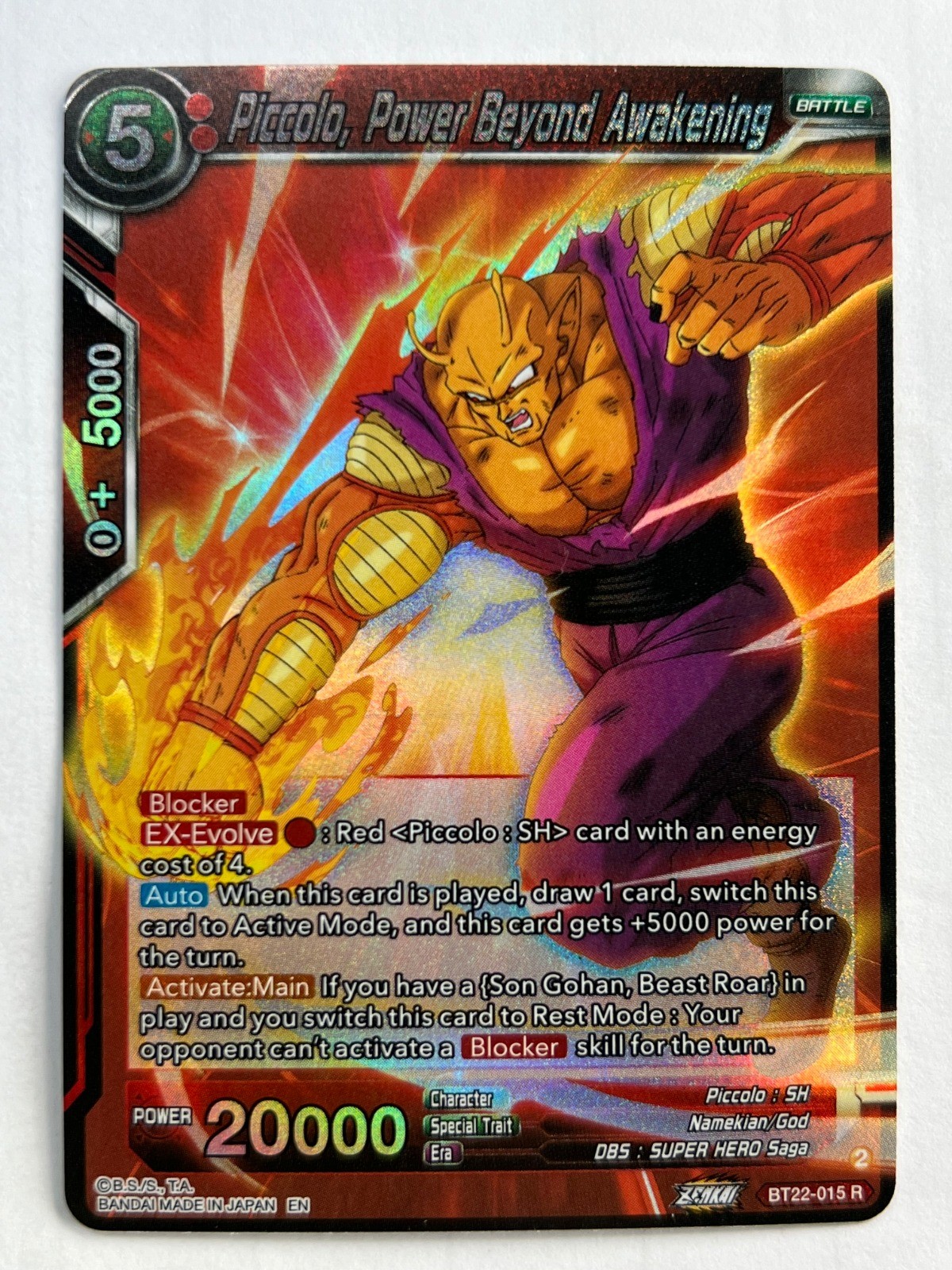 Piccolo, Power Beyond Awakening BT22-015 Critical Blow NM Dragon Ball Fast Ship