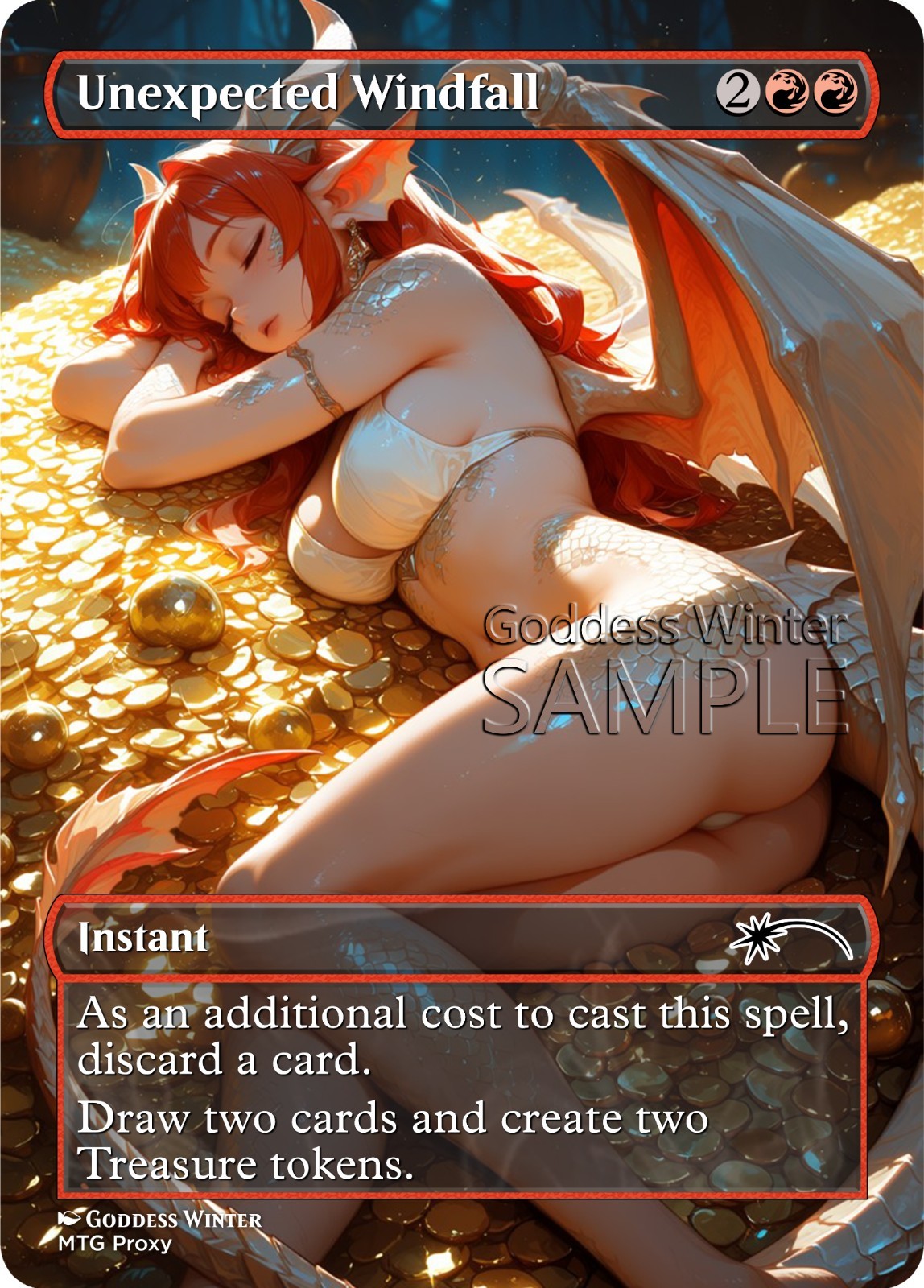 MTG – Unexpected Windfall – Fanart Borderless Style – EDH / Playtest