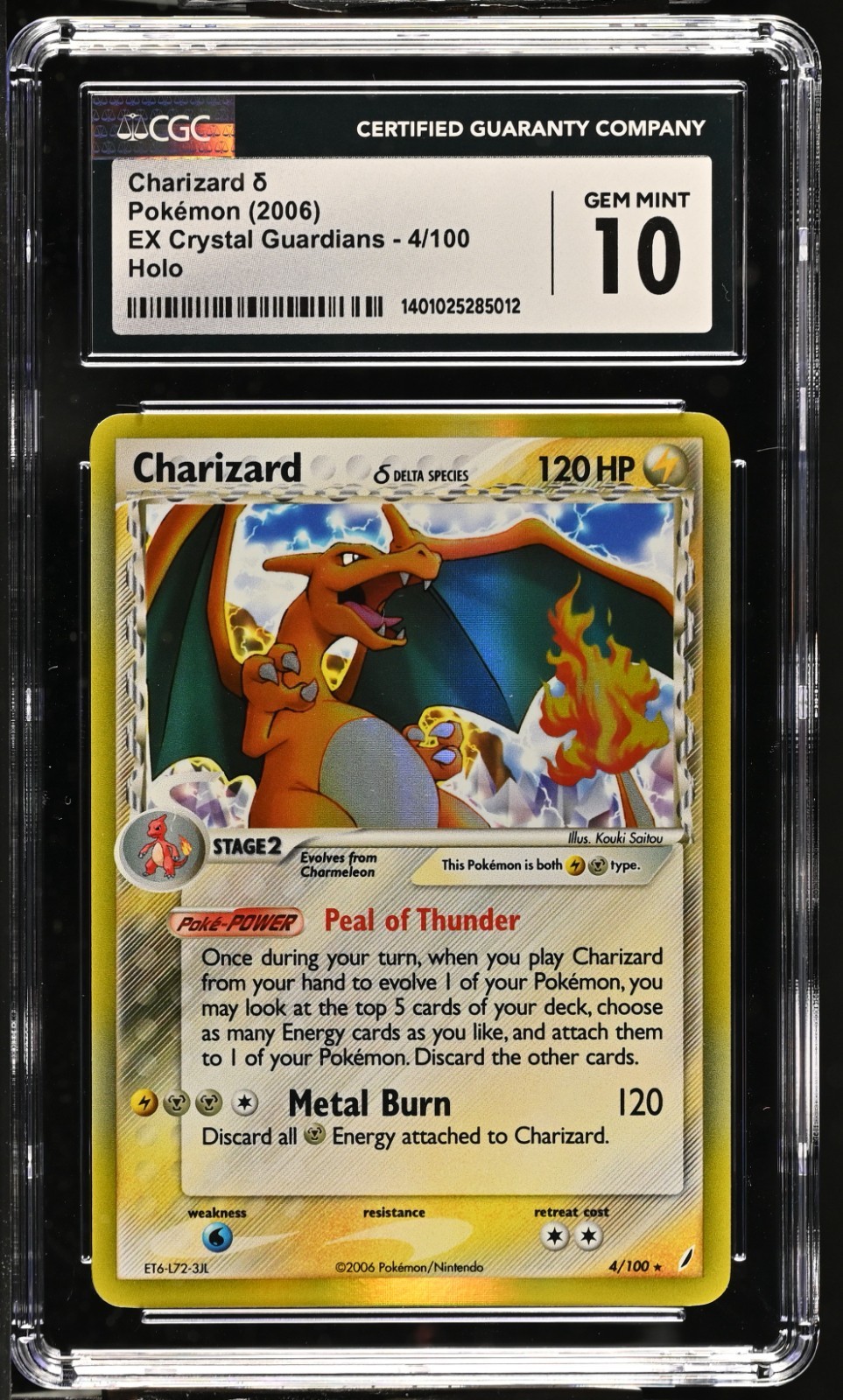 CGC 10 Charizard 4/100 Holo EX CRYSTAL GUARDIANS Delta Species Pokemon Card