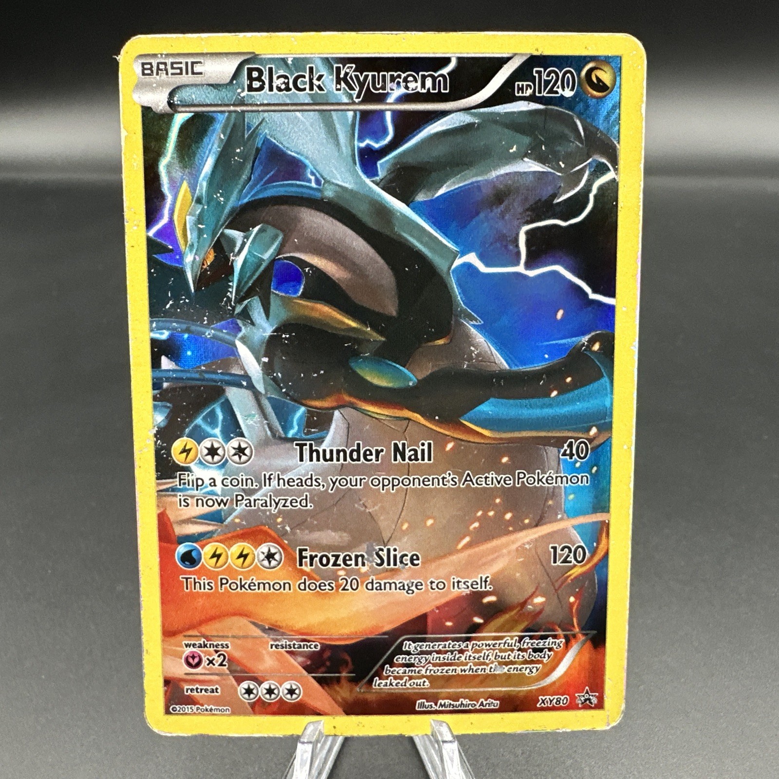 Pokémon Black Kyurem XY80 Promo Holo Basic Card HP120 Thunder Nail Frozen Slice