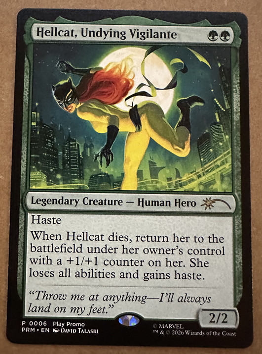 MTG magic cards 1x Hellcat, Undying Vigilante marvel play promo 0006 Unique & Mi