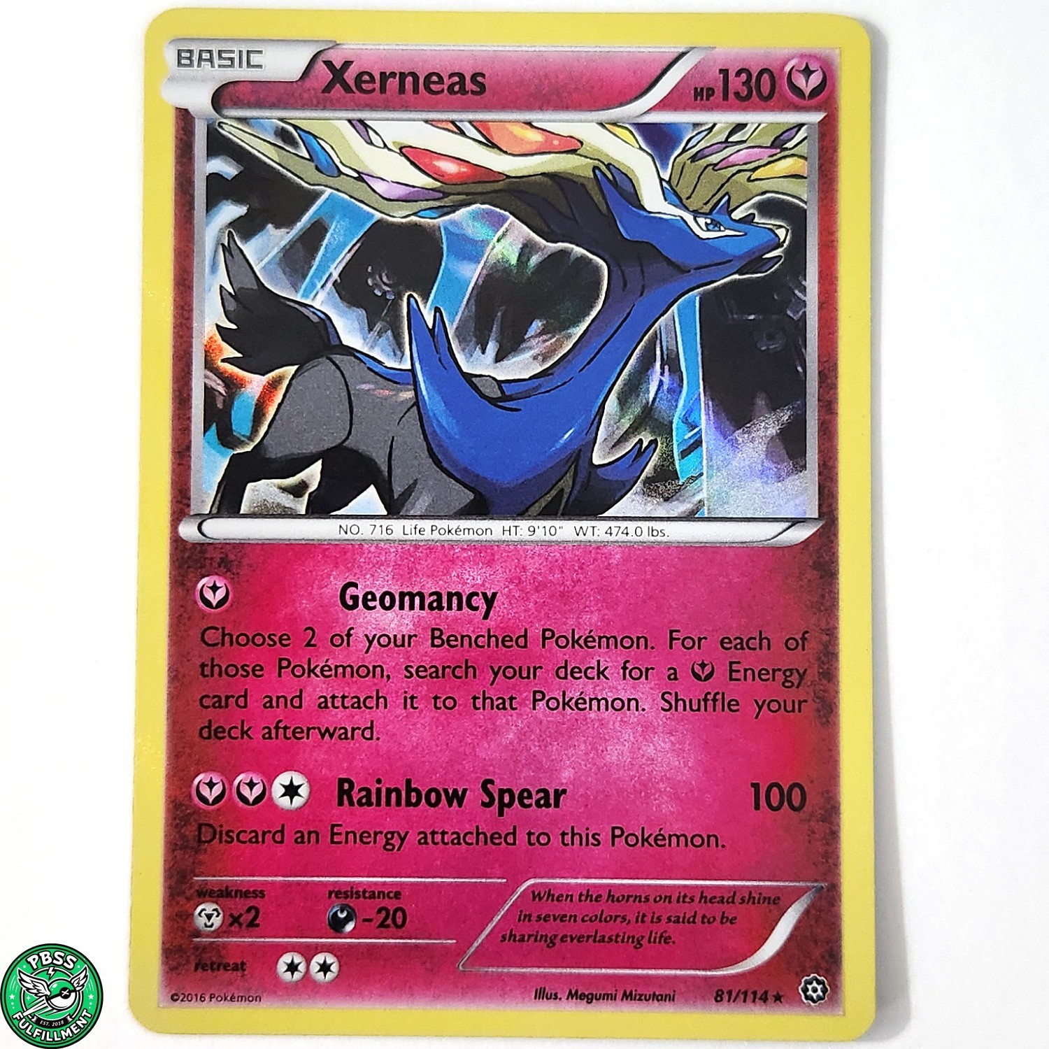 Pokemon TCG Xerneas 81/114 Holo XY Steam Siege LP Light Play