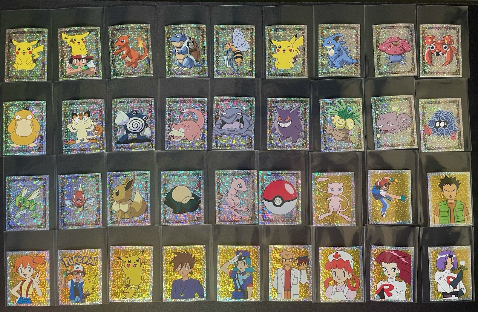 1999 Topps Merlin Pokémon Shiny Holo Holographic Sticker 1-36 Set – Pikachu