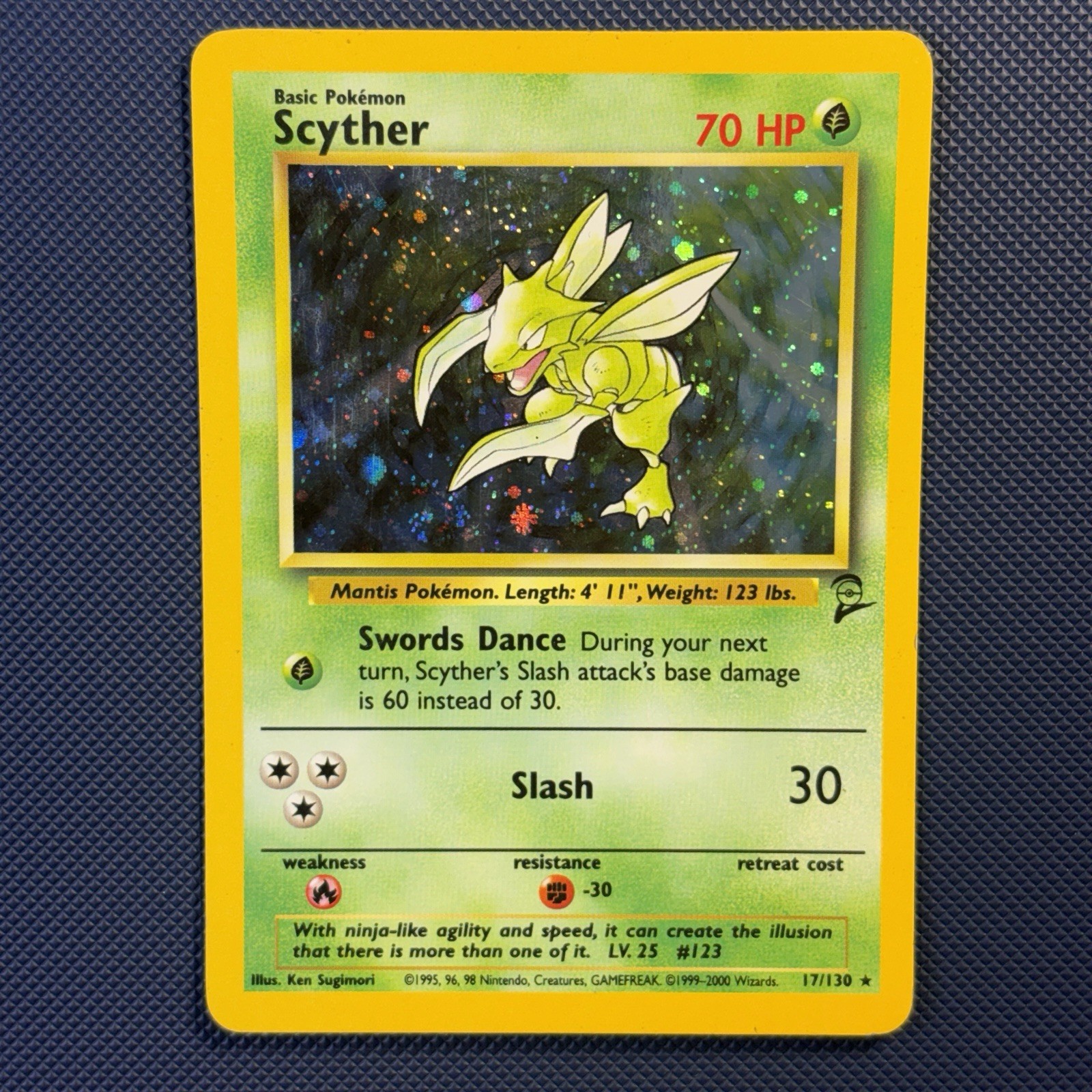 Pokemon Vintage Holo Scyther 017/130 Base Set 2 Wotc 2000 Swirl