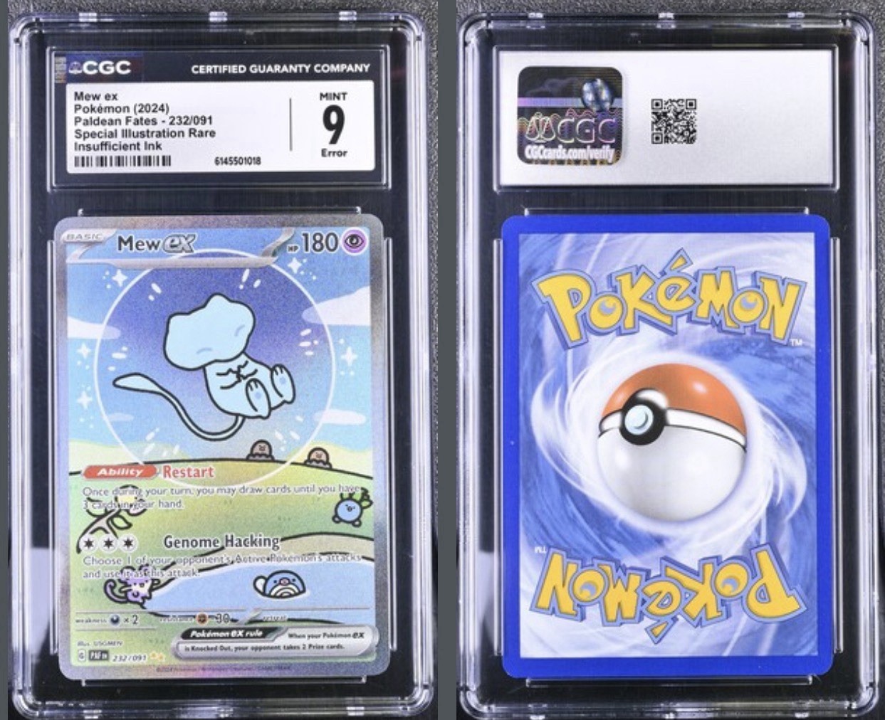 Bubble Mew Ex Insufficient Ink Error Cgc 9 Speical Illustrarion Rare 232/091 NM