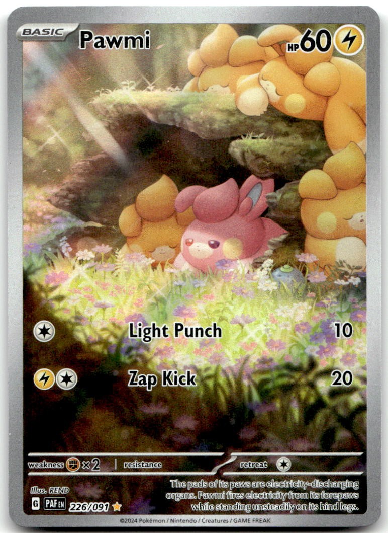PAWMI 226/091 — NEAR MINT — ILLUSTRATION RARE PALDEAN FATES POKEMON HOLO —