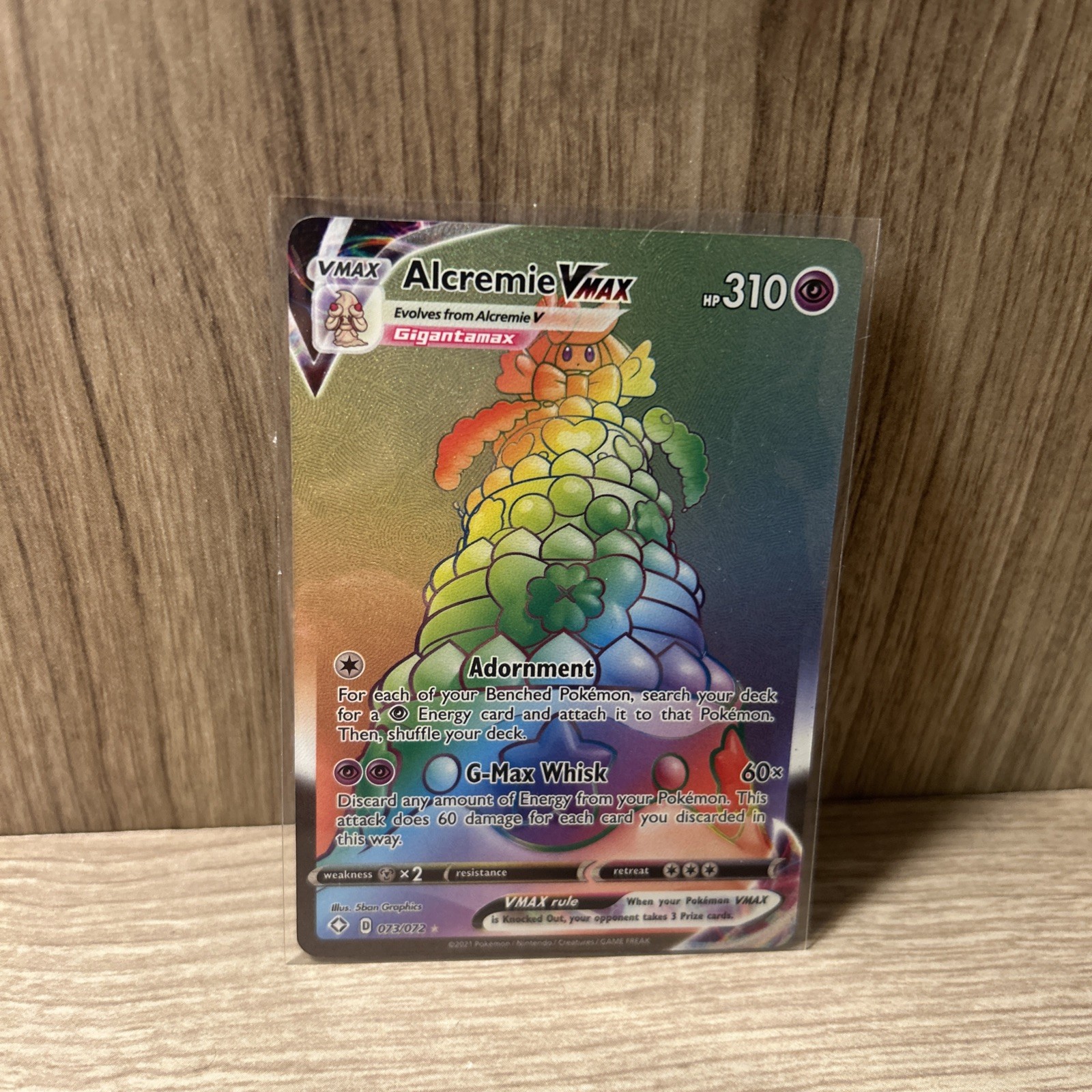 2021 Pokemon Alcremie Vmax Full Art Rainbow Holo Shining Fates #073/072