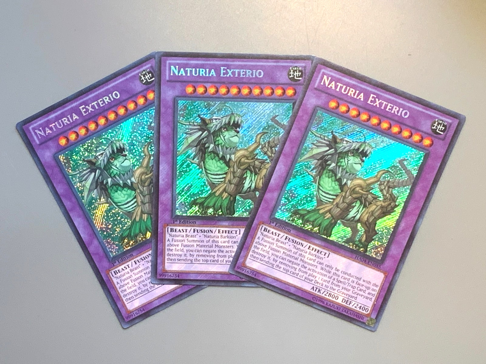 yugioh 3X Naturia Exterio HA04-EN055 Secret Rare 1st Ed Near Mint Play Set