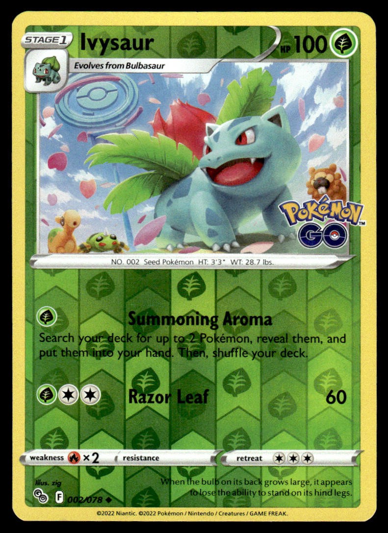 Ivysaur 002/078 Uncommon Pokemon GO Pokemon Reverse Holo NM