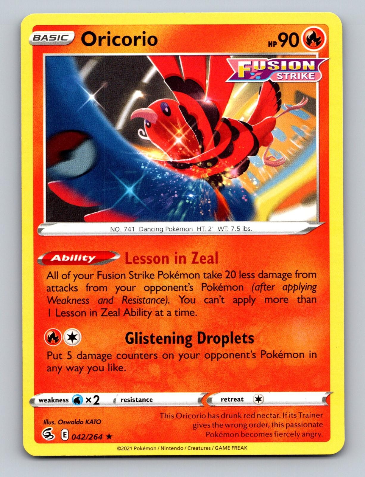 Oricorio 042/264 Rare Fusion Strike Pokemon TCG Card NM