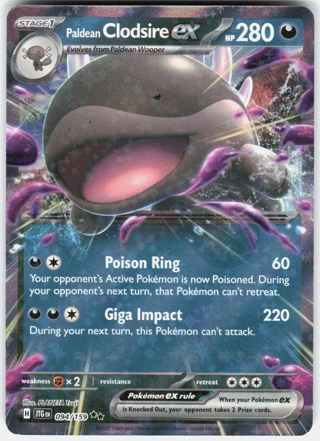 Paldean Clodsire ex Holo SV09: Journey Together 094/159 NM PLANETA Tsuji