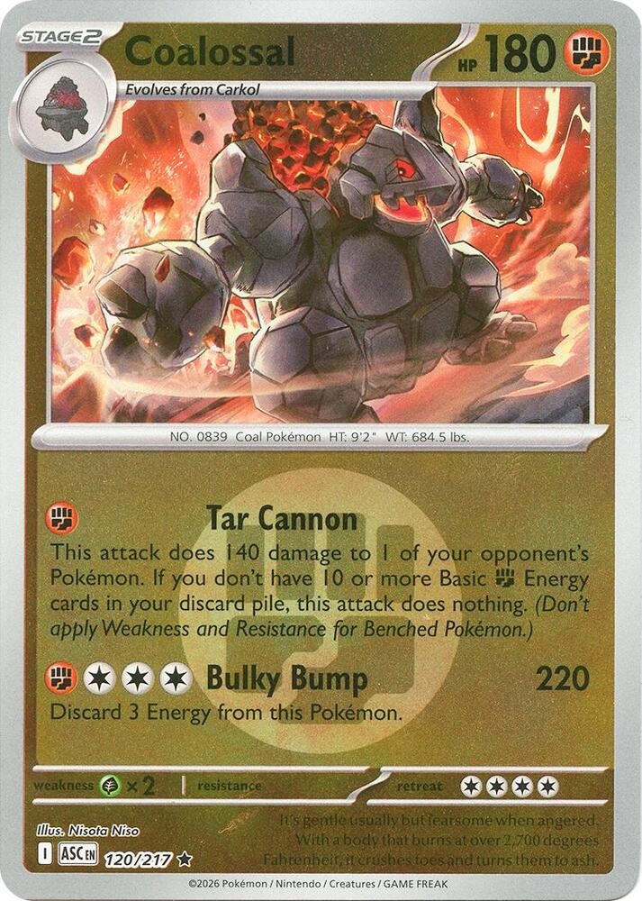Pokemon Coalossal Energy Symbol Pattern Reverse Holo NM Ascended Heroes 120/217