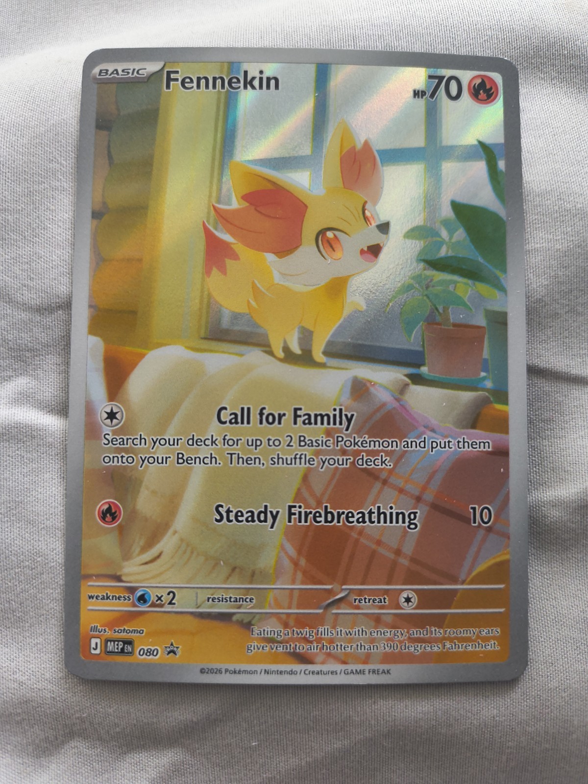 Fennekin 080: Chaos Rising ETB Full Art Promo Holo. NM Pokémon
