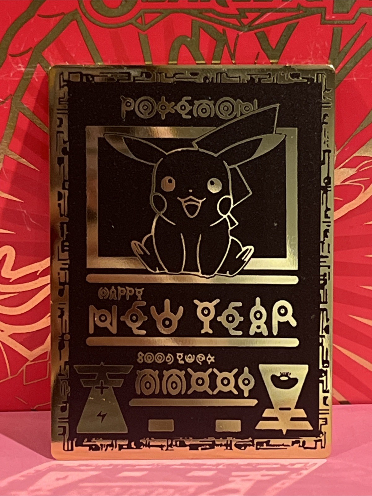 Pokémon Black & Gold Inspired Metal High Quality Fan Ancient Pikachu Collectable