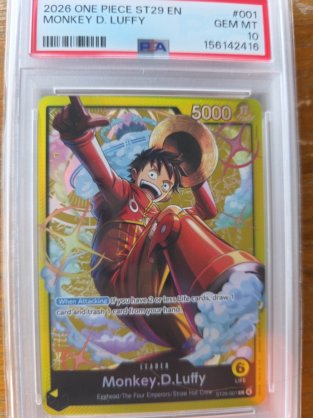 Monkey D. Luffy PSA 10 English One Piece ST29-001 Egghead Starter Deck 2026