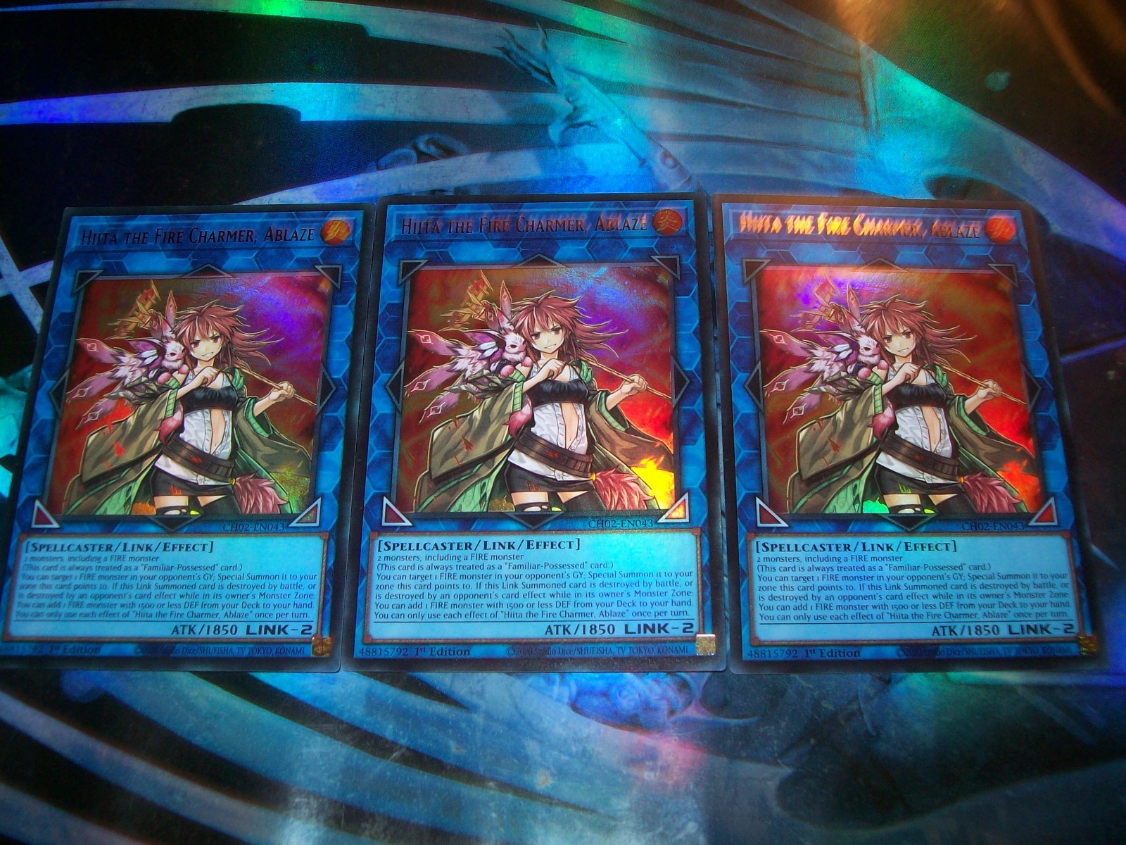 3x Hiita the Fire Charmer, Ablaze 1st Edition Ultra Rare CH02-EN043 Yu-Gi-Oh!