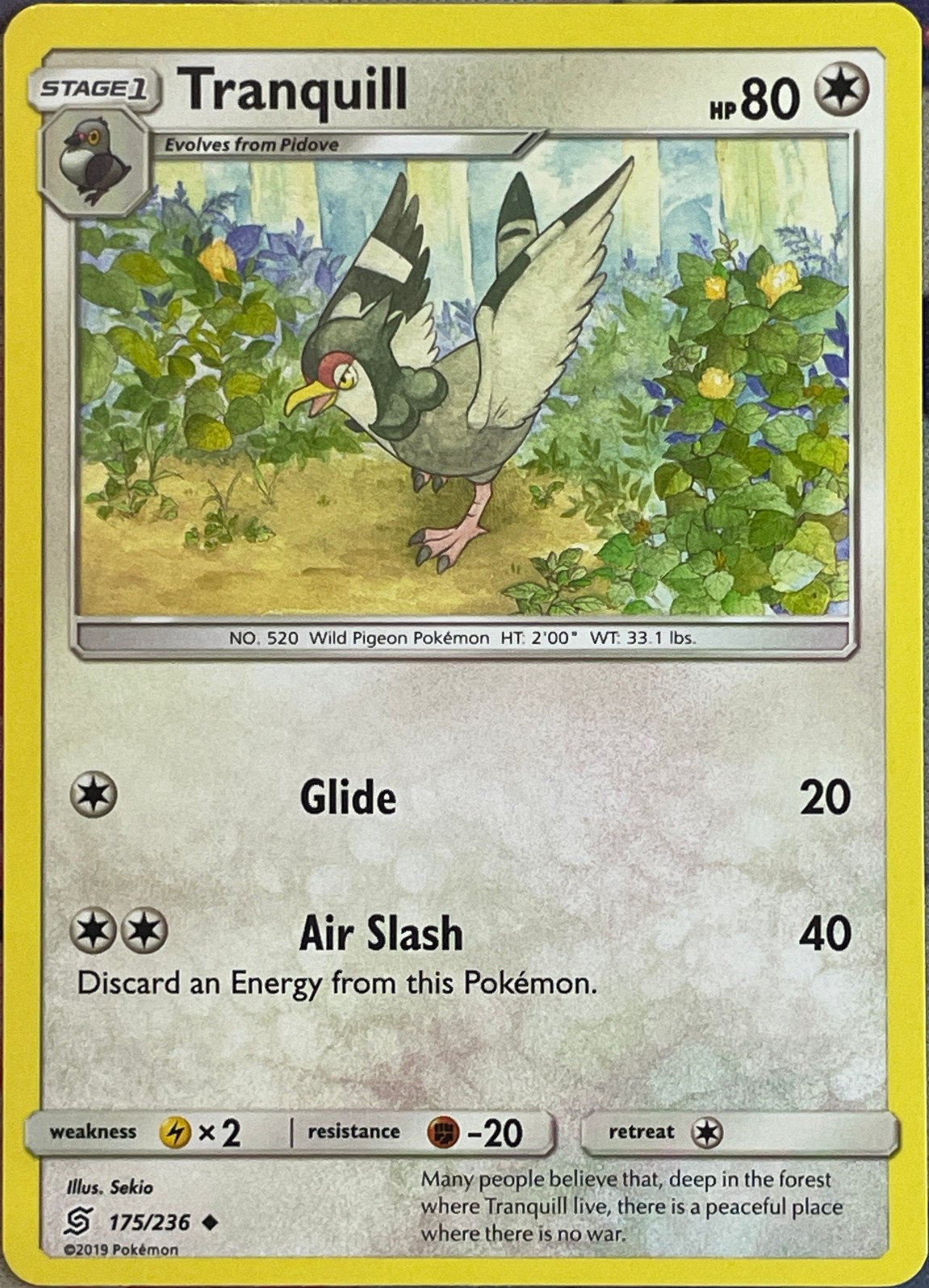 Tranquill – 175/236 – Unified Minds Pokemon 2019