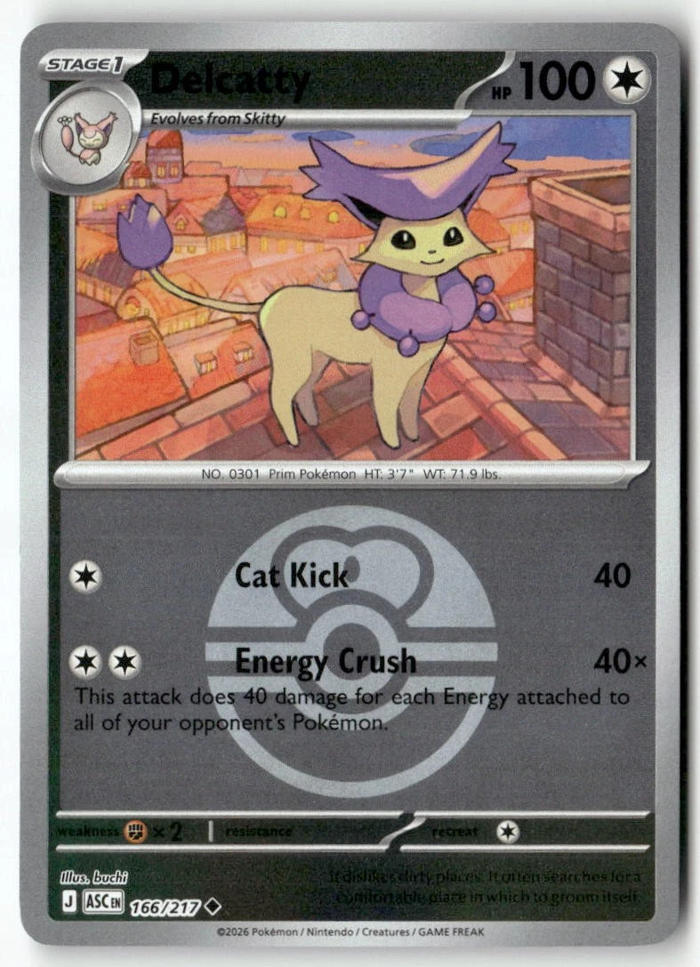 Delcatty | 166/217 | Love Ball Reverse Holo | Pokemon Ascended Heroes
