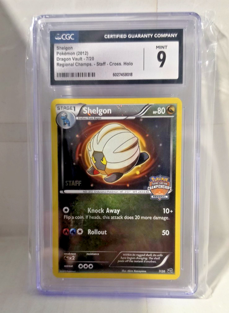 Shelgon 7/20, STAFF Promo Pokemon League Regional Championships Rev Holo Cgc 9
