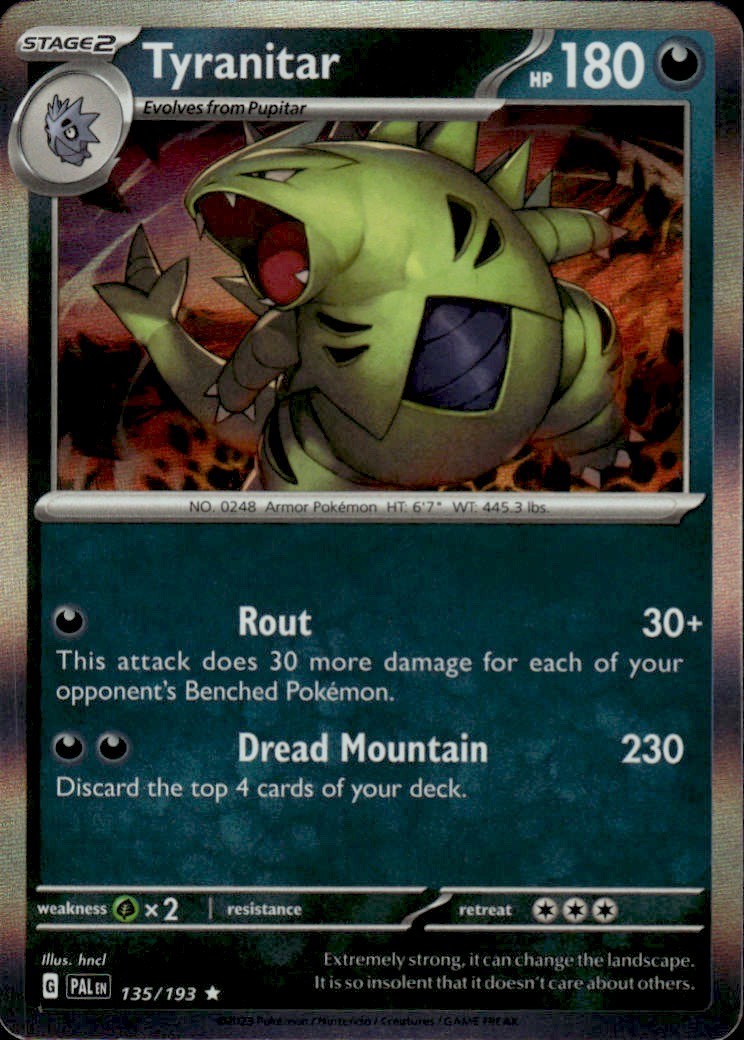 TYRANITAR 135/193 PALDEA EVOLVED R POKEMON HOLO HNCL