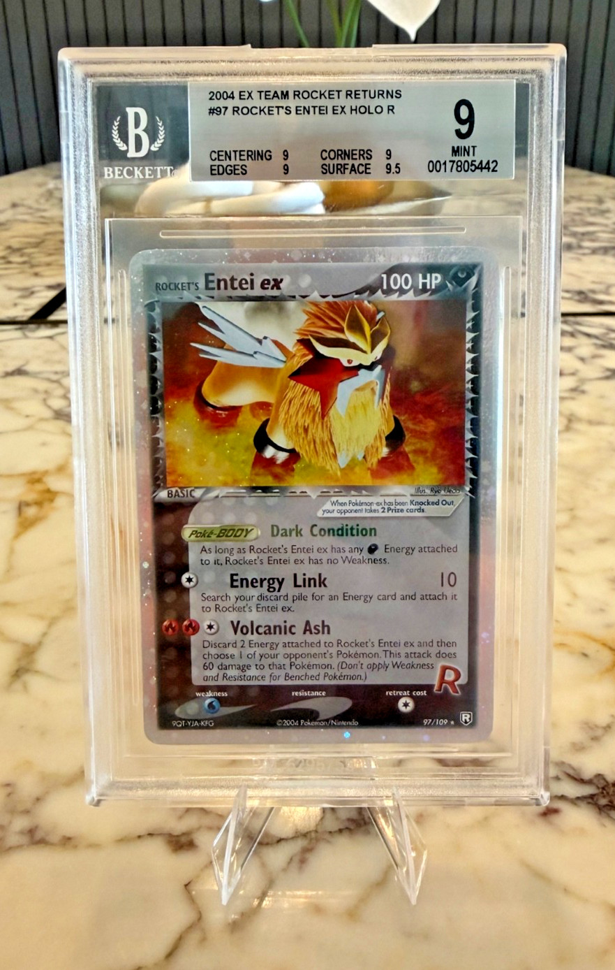 Pokemon Complete Set Team Rocket’s Entei, Suicune, Raikou EX BGS 9 Mint