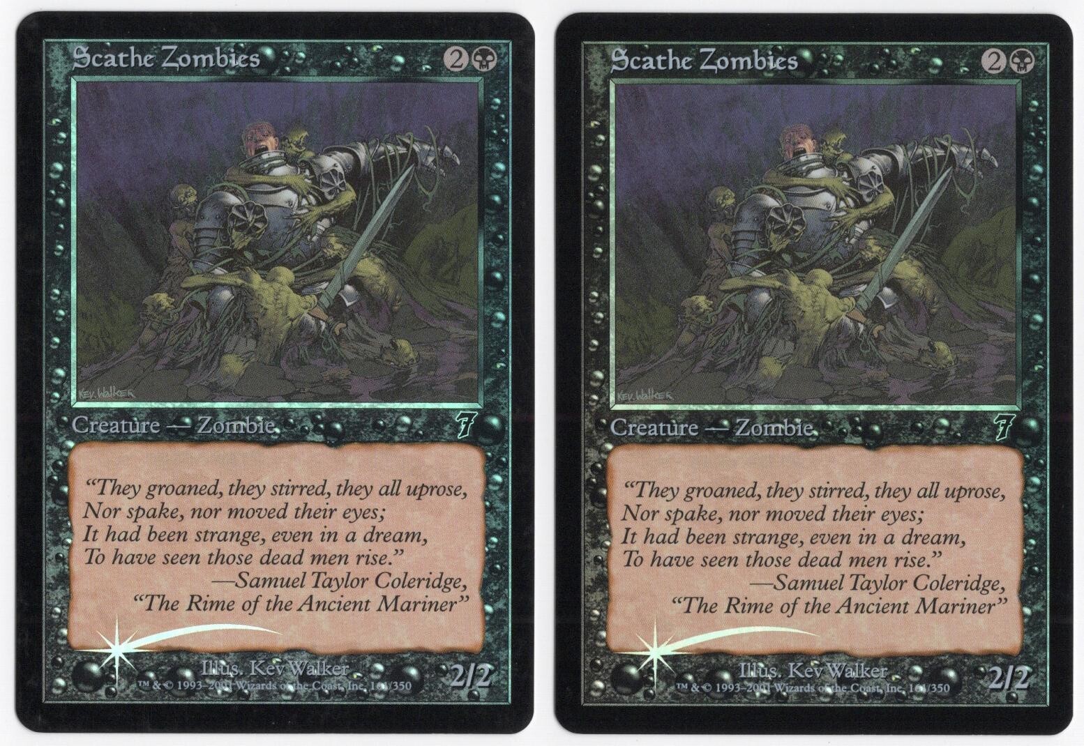 Scathe Zombies x2 2x 2001 MTG Core Set 7th Edition FOIL Black Creature NM AZ1