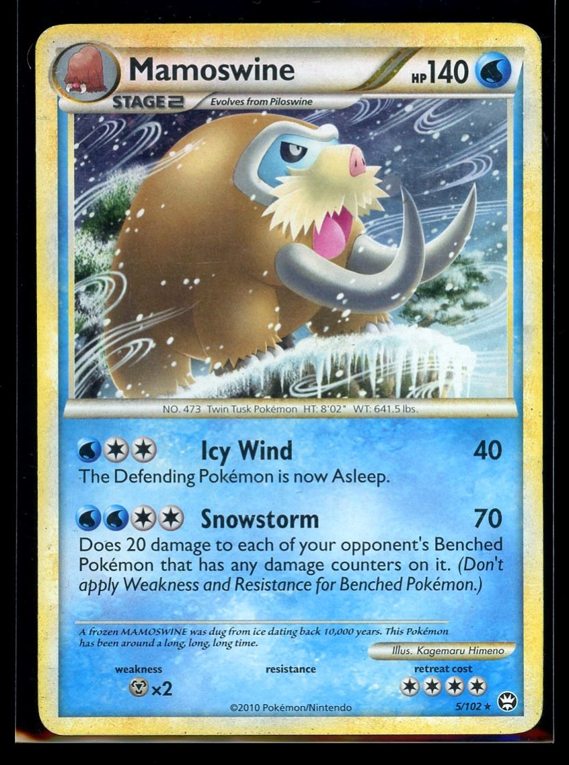 2010 HeartGold & SoulSilver – Triumphant Mamoswine Holo Rare #5 Pokemon Card