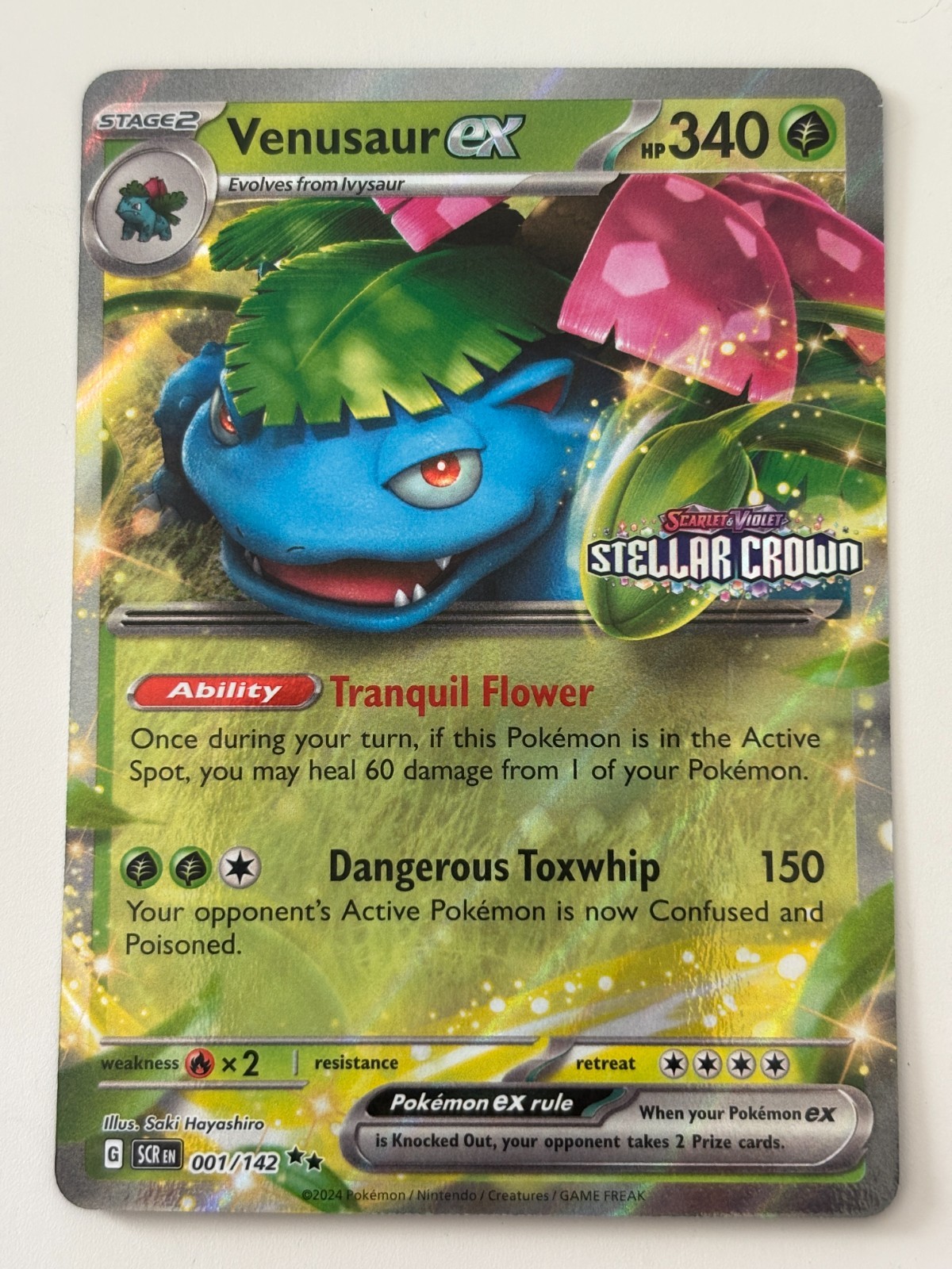 Venusaur ex 001/142 Double Rare STAMPED Stellar Crown