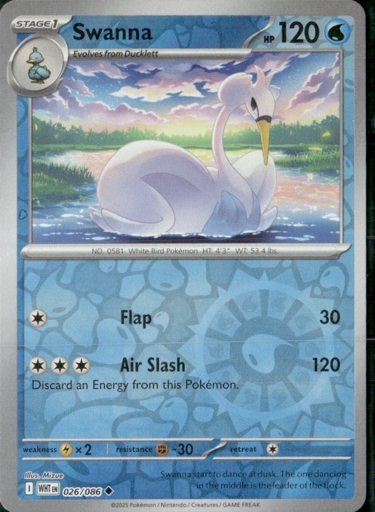 Swanna 026/086 SV: White Flare Reverse Holo Pokemon TCG