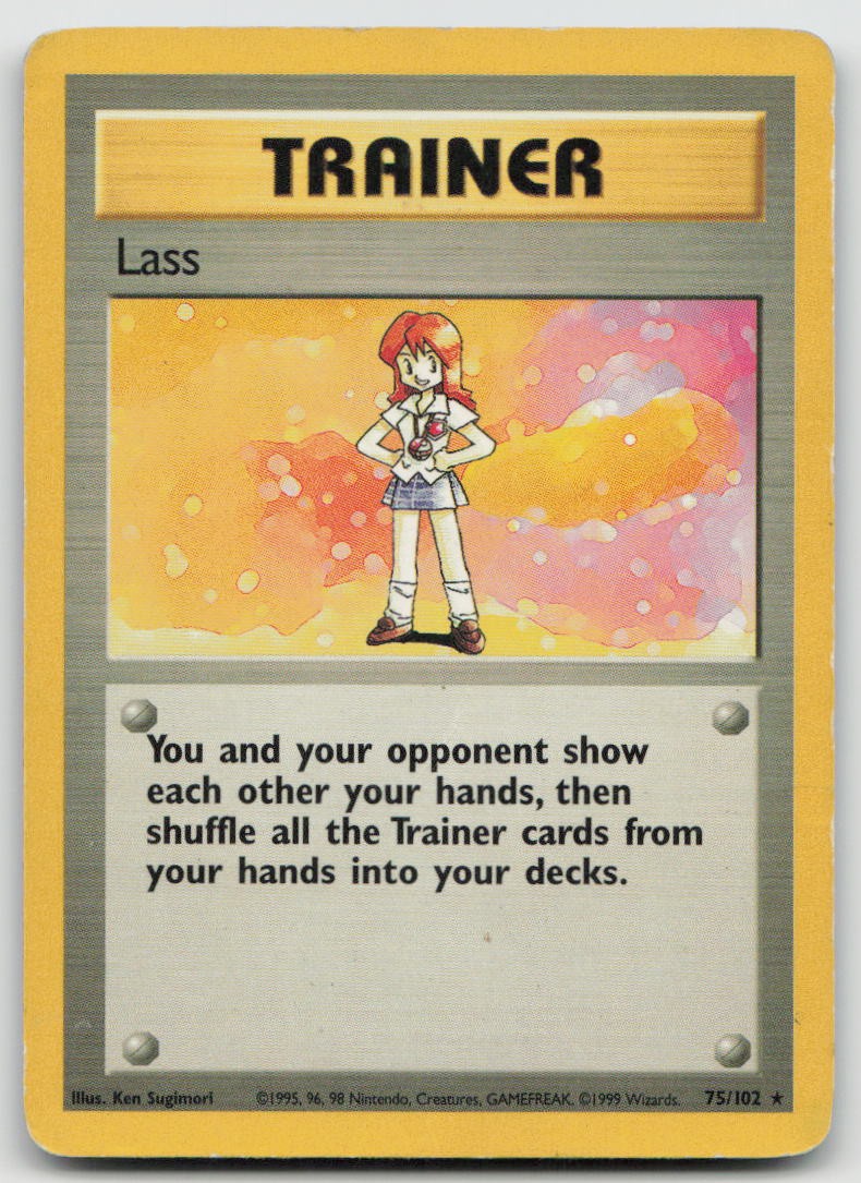 Lass 75/102 Rare Base Set Unlimited Pokemon Damaged