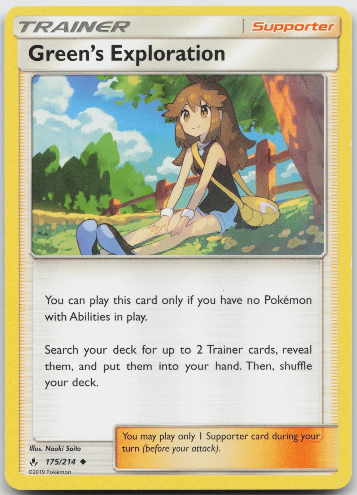 Green’s Exploration 175/214 Uncommon Unbroken Bonds Pokemon Lightly Played