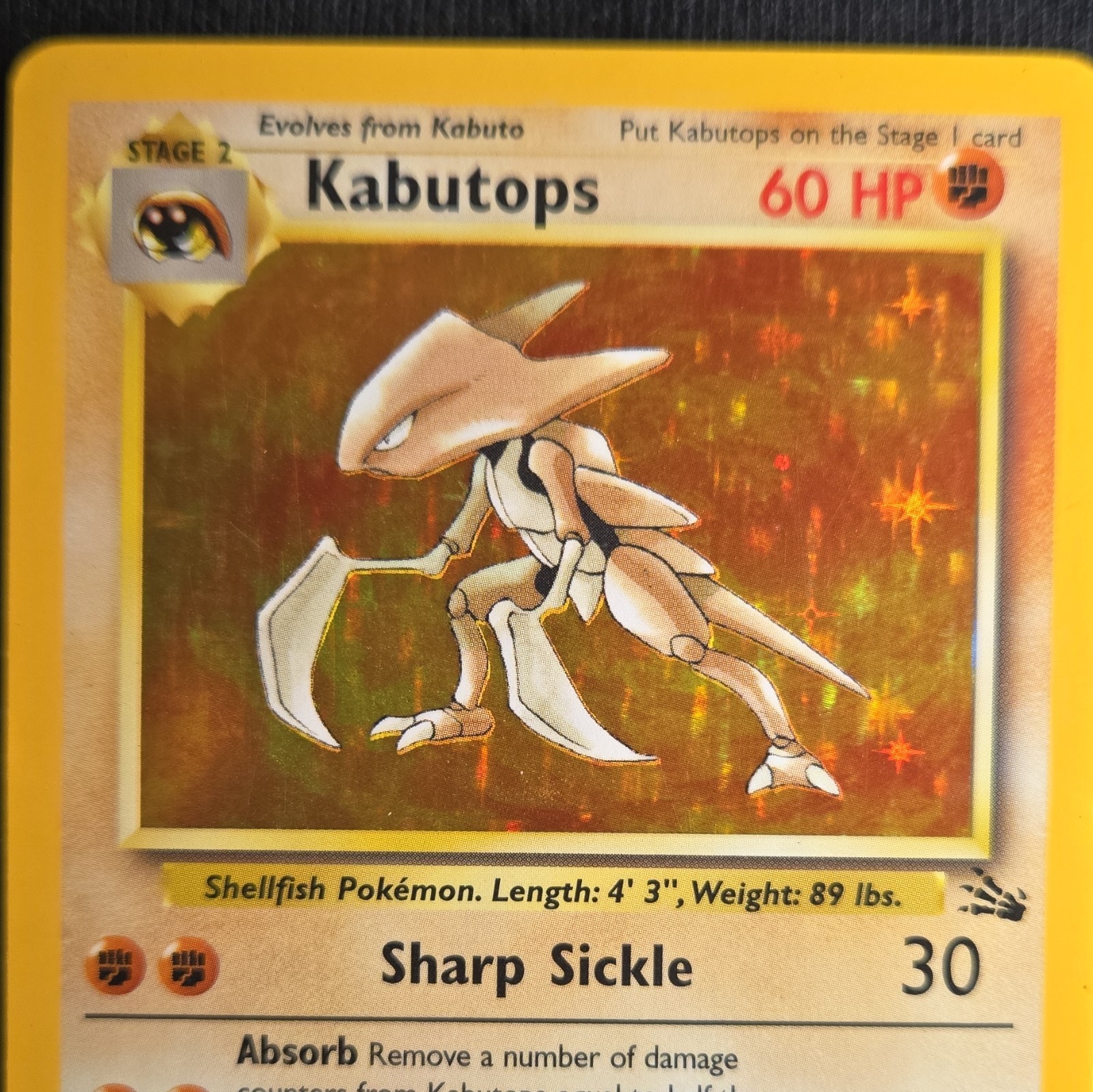 WOTC 1999 Kabutops 9/62 Fossil Holo Rare Unlimited English Pokemon TCG LP
