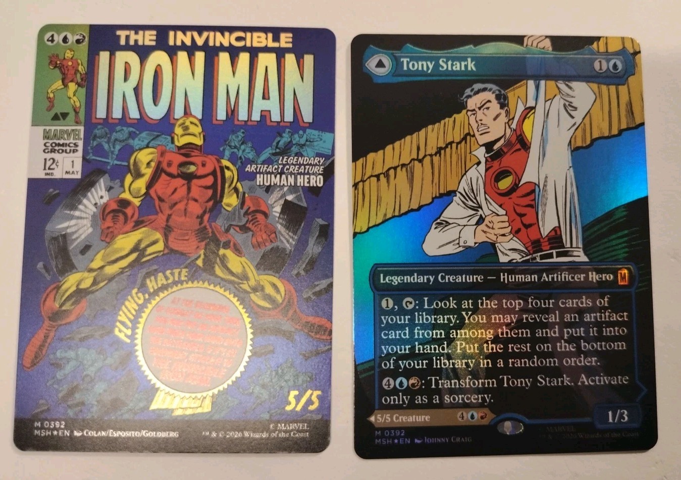 1x Foil Tony Stark / The Invincible Iron Man Borderless Marvel Super Heroes 0392