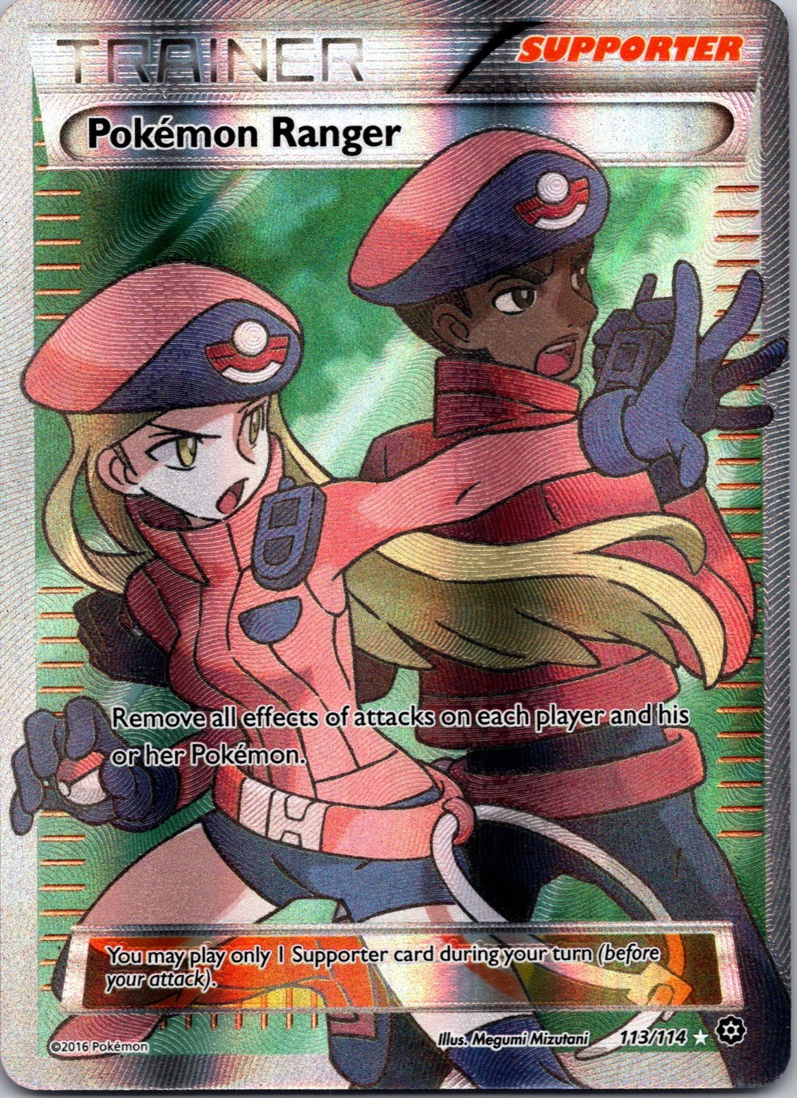 Pokemon Ranger (Full Art) Holo Ultra Rare XY – Steam Siege Trainer 113/114 LP