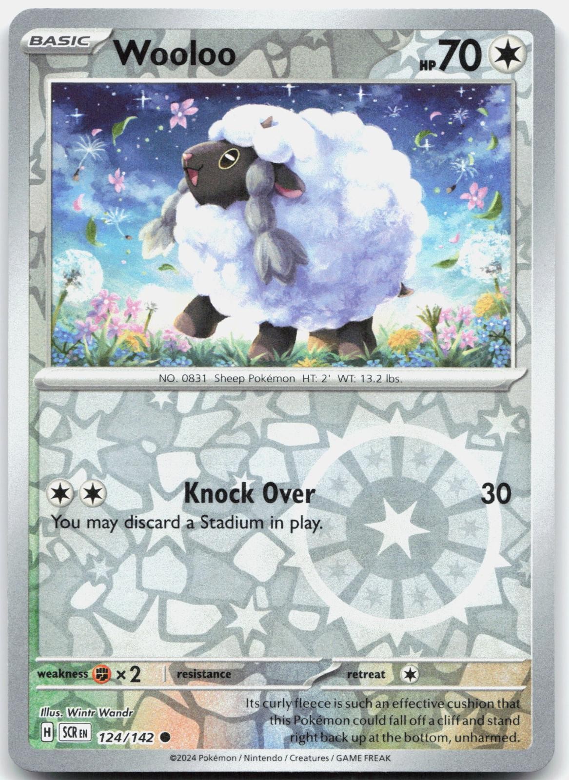 Wooloo 124/142 Common Stellar Crown Pokemon Reverse Holo Near Mint