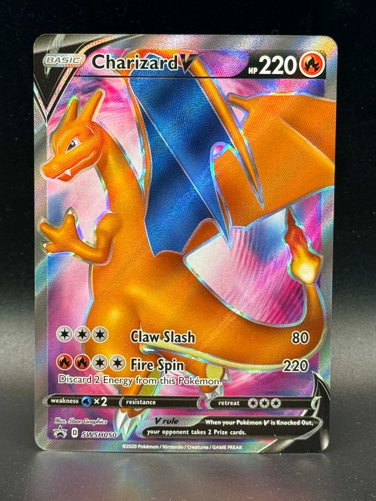 Pokemon TCG Champions Path Charizard V Full Art Black Star Promo Card SWSH050