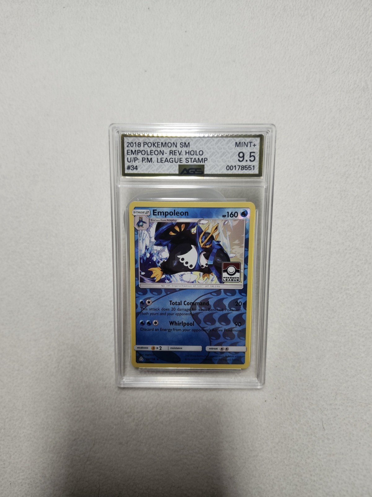 Empoleon 34/156 Ultra Prism League Stamp Promo Pokemon Card NM Mint+ AGS 9.5