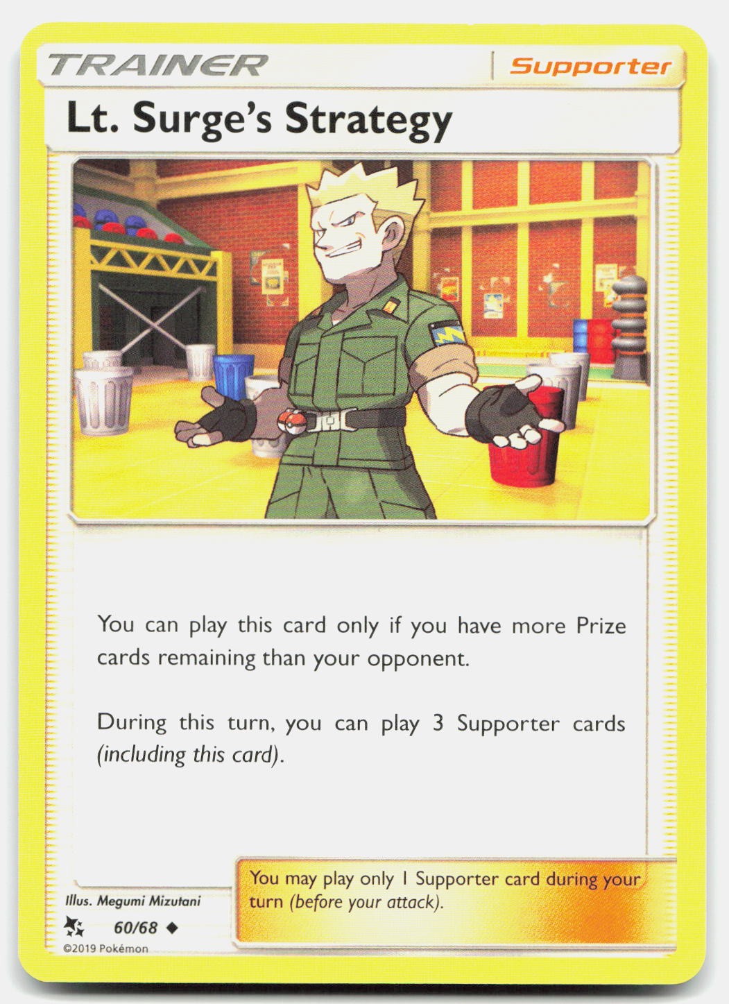 Lt. Surge’s Strategy 60/68 Uncommon Hidden Fates Pokemon LP Megumi Mizutani
