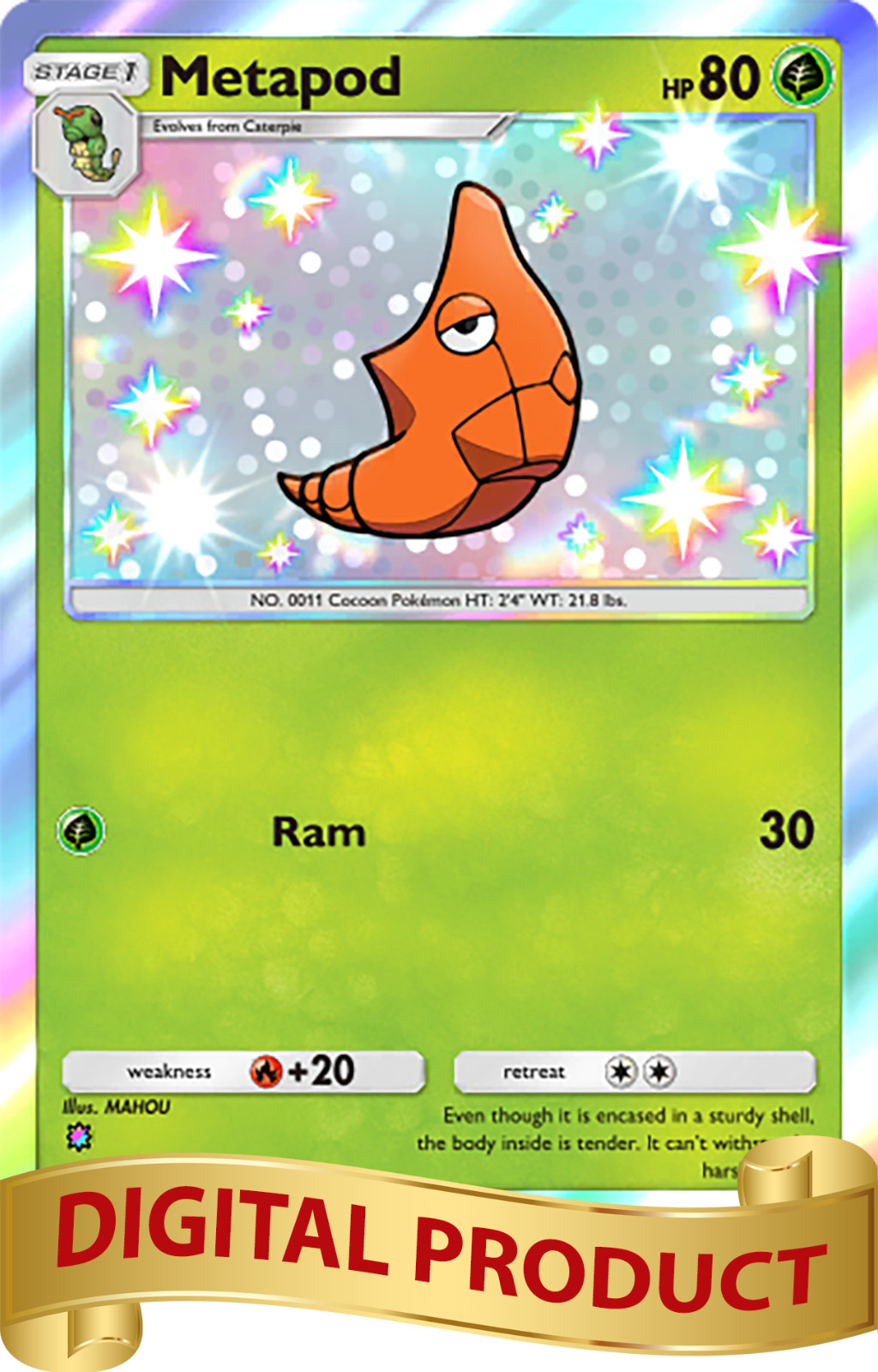Pokemon Pocket TCG Card 1 Star Shiny Metapod Everyday Wonders DIGITAL