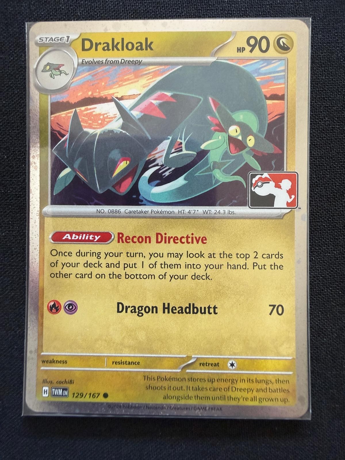 Drakloak 129/167 Twilight Masquerade Prize Pack Cosmo Holo Pokemon TCG NM