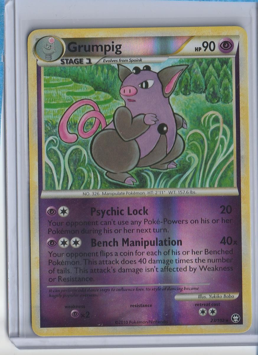 GRUMPIG REVERSE HOLO 23/102 RARE HGSS Triumphant Pokemon LP