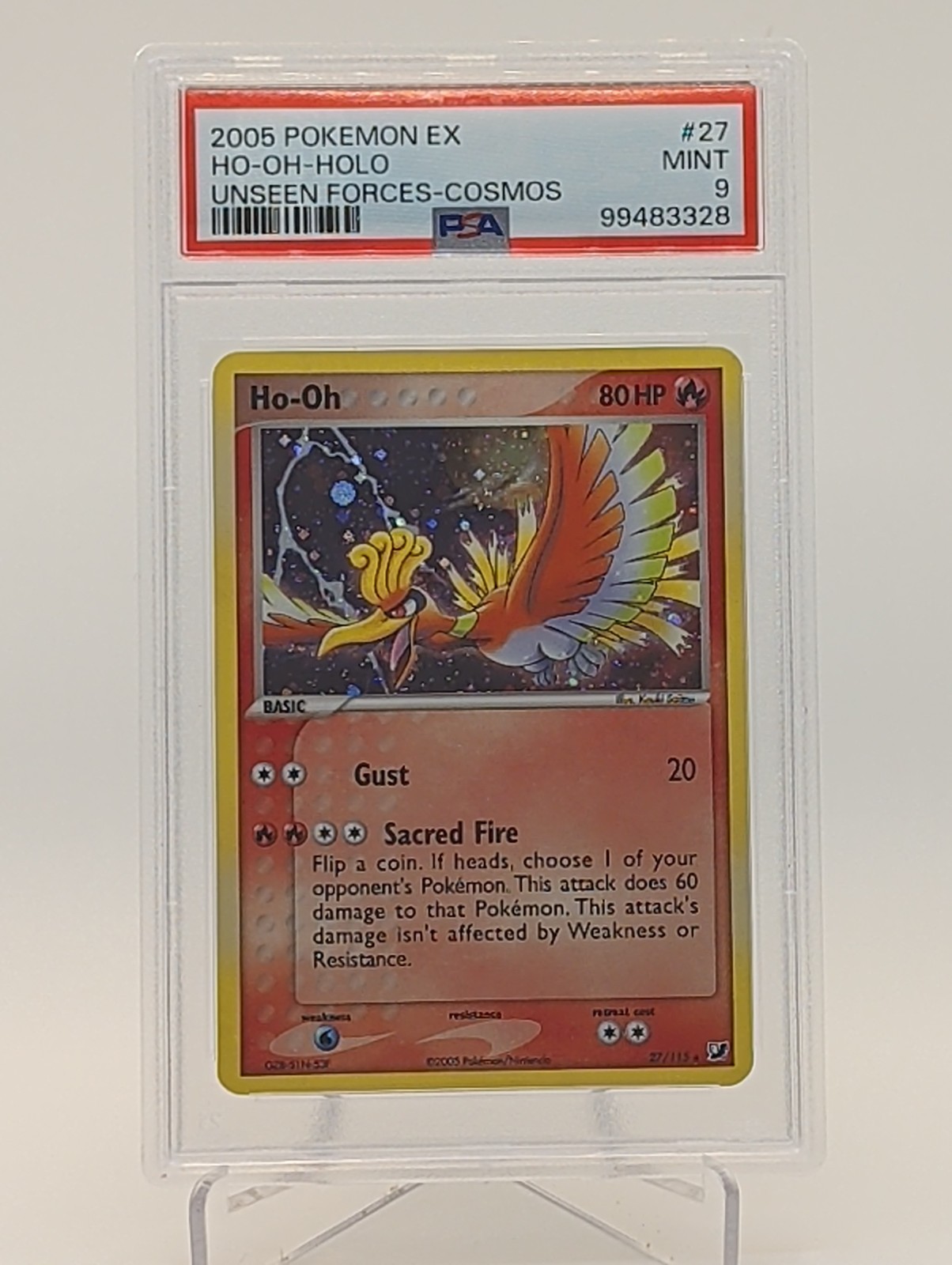 2005 POKEMON EX UNSEEN FORCES #104 HO-OH EX-HOLO PSA 9