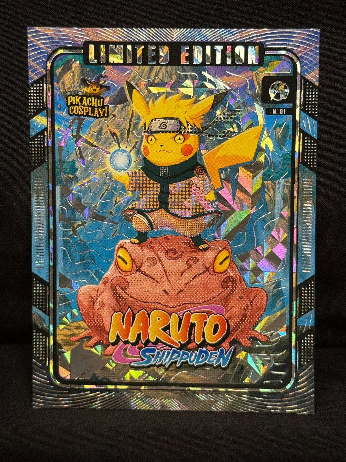 PIKACHU Cosplay! OVERSIZED Card N. 01 NARUTO Limited Edition SILVER Foil Fan Art