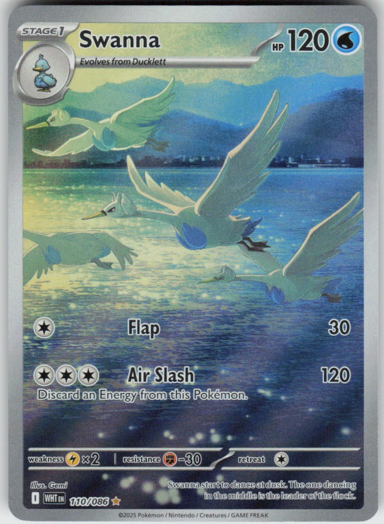 Swanna 110/086 Illustration Rare White Flare Pokemon Holo Near Mint