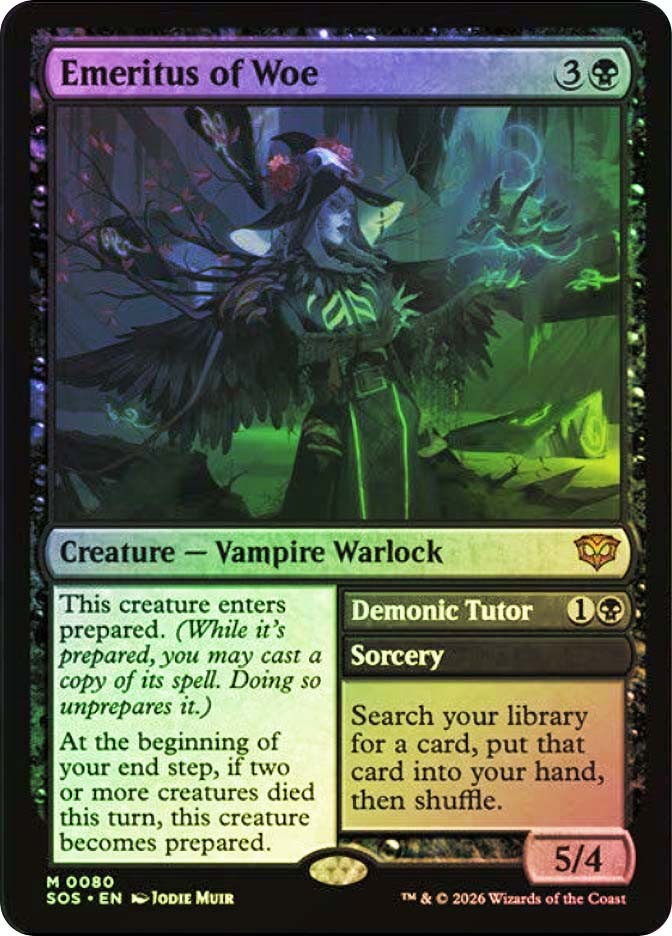 MTG FOIL Emeritus of Woe // Demonic Tutor – Secrets of Strixhaven #080