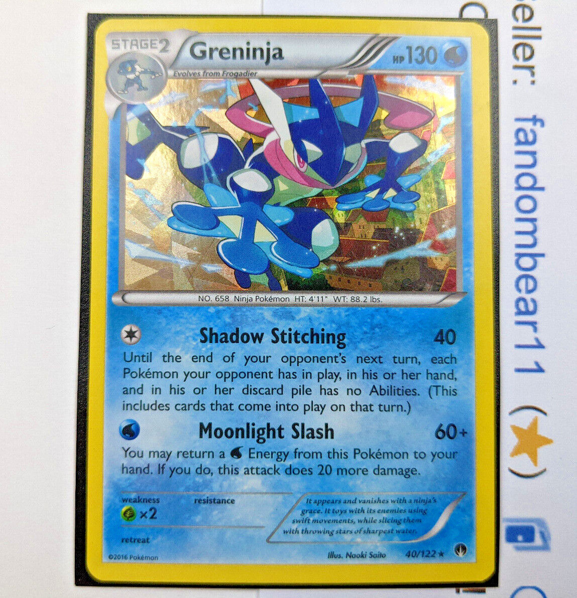 Greninja SHATTERED HOLO Cracked Ice PROMO card 40/122 XY Breakpoint 2016 Pokemon