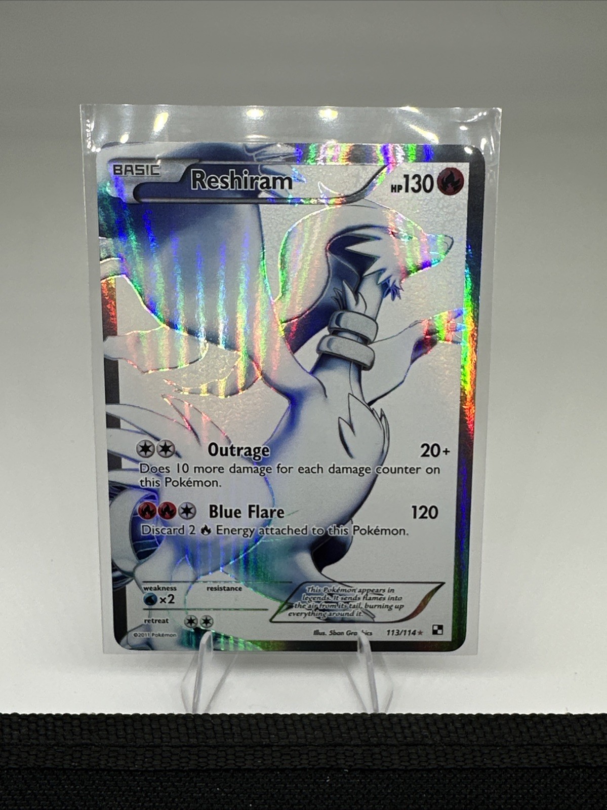 Reshiram Full Art 113/114 Black & White Holo LP Lightly Played 2011 Pokemon Card